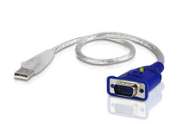 ATEN 2A-130G video átalakító kábel 0,35 M USB A típus VGA (D-Sub) Kék, Ezüst