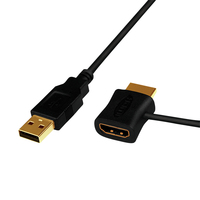 LogiLink CH0081 video cable adapter HDMI Type A (Standard) HDMI + USB Black