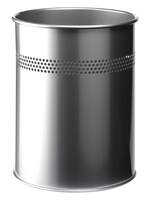 Durable Metal Waste Bin - 15 Litre Capacity - Perforated Ring - Silver