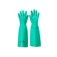 Ansell 37-185 18'' Un-Lined Green Solvex Nitrile Gauntlets - Size 11