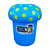 Mushroom Litter Bin - 90 Litre - with Spots and Owl Graphic - Light Blue - Galvanised Steel Liner