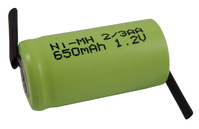 VHBW rechargeable battery 2/3AA with soldering lug in Z-shape, NiMH, 1.2V, 650mAh