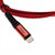 2in1 datakabel USB type C naar Lightning, nylon, 1m, rood-zwart