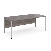 Maestro 25 straight desk 1800mm x 800mm - silver bench leg frame and grey oak to