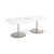 Eternal rectangular boardroom table 2000mm x 1000mm with central cutout 272mm x 132mm - brushed steel base, white top