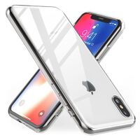 NALIA Clear Custodia compatibile con iPhone X Xs, Cover Rigida in 9H Vetro Temperato con Silicone Bumper Antigraffio & Antiurto Case Protezione Copertura Resistente Protettiva H...