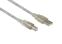 Anschlusskabel USB 2.0 Stecker A an Stecker B, transparent, 5m, Good Connections®