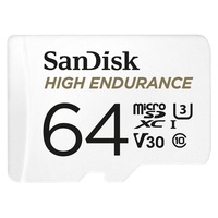 SanDisk MicroSD kártya - 64GB microSDXC High Endurance (100 MB/s, Class 10 U3, V30) + adapter