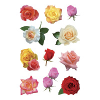 Étiq. décoratives DECOR Fleurs de rose 3 fls