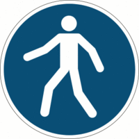 Sicherheitskennzeichen 'Fußgängerweg benutzen' für Bodenmarkierung Durchmesser 430mm blau