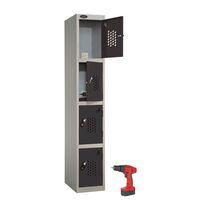 Probe tool charging locker with black doors