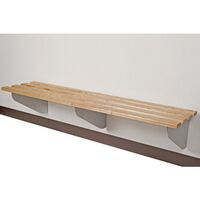 Classic aero wall mounted cantilever changing room bench, 2500mm wide, silver brackets