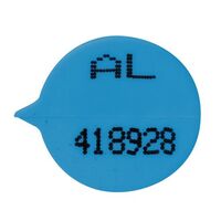 Round security seals, numbered, blue
