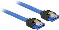 Delock 84976 SATA-kábel 6 Gb/s egyenes csatlakozó, fém rögzítő, kék, 10cm
