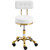 Krzesło taboret hoker kosmetyczny z oparciem na kółkach do 150 kg GELA biało złoty