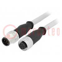 Cable: para sensores/automática; PIN: 8; M12-M12; 1m; enchufe