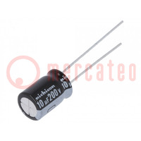 Condensator: elektrolytisch; THT; 10uF; 200VDC; Ø8x11,5mm; ±20%