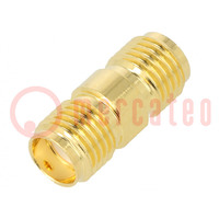 Coupler; SMA female,both sides; straight; 50Ω; PTFE; gold-plated