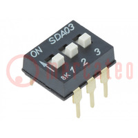 Switch: DIP-SWITCH; Poles number: 3; ON-OFF; 0.025A/24VDC; Pos: 3