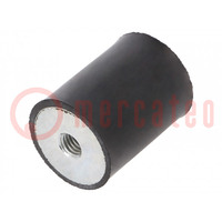 Vibration damper; M8; Ø: 30mm; rubber; L: 40mm; H: 8mm; 2400N; 240N/mm