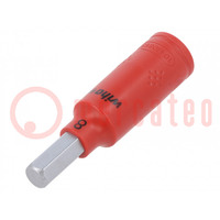 Socket; hex key,insulated,socket spanner; HEX 8mm; 1/4"; 65mm