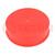 Tappino; Corpo: rosso; Diam.est: 112,5mm; H: 27,5mm; Mat: LDPE