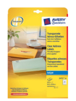 Avery J4721-25 printeretiket Transparant