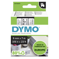 DYMO D1 etichette originali | stampa nera su trasparente | 9 mm x 7 m | autoadesive | per etichettatrice di etichette LabelManager