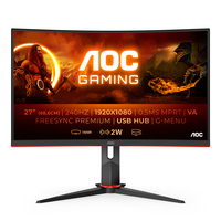 AOC G2 C27G2ZU/BK számítógép monitor 68,6 cm (27") 1920 x 1080 pixelek Full HD LED Fekete, Vörös