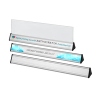 Kassentrennstab / Warentrenner aus Aluminium, dreieckig | 4c-Digitaldruck + Schutzfolie 2-seitig mit U-Tasche für Papier bis 250 g / m²