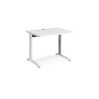 TR10 height settable straight desk 1000mm x 800mm - white frame and white top