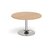 Trumpet base circular boardroom table 1200mm - chrome base and beech top