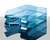 Briefablage VIVA, DIN A4/C4, stapelbar, mit Clip, hochglänzend, transparent-blau