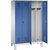 Armario guardarropa EVOLO, puertas batientes que cierran al ras entre sí, 4 compartimentos, anchura de compartimento 300 mm, con patas, gris luminoso / azul genciana.