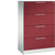 Armario fichero ASISTO, altura 1292 mm, con 4 cajones, DIN A4 apaisado, gris luminoso / rojo rubí.