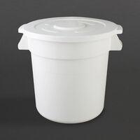 Vogue Round Container Bin in White Made of Plastic with Side Handles - 76L