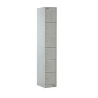 Coloured door lockers with standard top, 6 light grey doors, 300 x 450mm