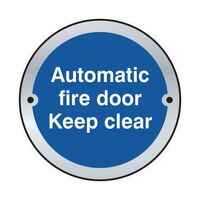 Automatic fire door keep clear door disc