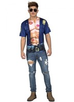Camiseta disfraz de Policía forzudo para hombre S