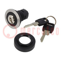 Switch: rotary with ID-key; 22mm; Stabl.pos: 3; IP65; Pos: 3
