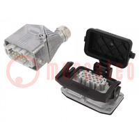 Connector: HDC; male + female; 500V; 16A; PIN: 10; Layout: 10+PE