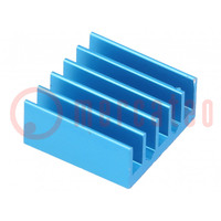 Hűtő: extrudált; bordás; BGA; kék; L: 17mm; W: 17mm; H: 7,5mm; 24,3°C/W