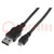 Câble; USB 2.0; USB A prise,USB B micro prise; nickelé; 1m; noir