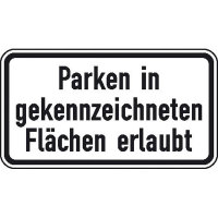 Zusatzzeichen nach StVO Nr. 1053-30, Parken in gekennzeichneten Flächen erlaubt, 42x23,1 cm