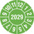 Jahresplakette mit 4-stelliger Jahreszahl, in Jahresfarbe, 500 St./Rolle, 2,0 cm Version: 29 - Prüfplakette 2029