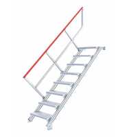 Hymer Ortsfeste Treppe ohne Plattform, Neigung 45°, Stufenbreite 800 mm, 6 Stufen, Standhöhe 1,25 m