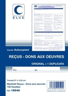 ELVE MANIFOLD "CARNETS DE RECUS-DONS AUX OEUVRES"210X148 100/2 LEBON VERNAY 19549