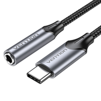 Vention USB-C Male to 3.5MM Earphone Jack With DAC Adapter 0.1M Gray Aluminum Alloy Type