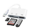 JLC F92 Type C to 2 x Card Reader and 1 x USB Port Adapter- White