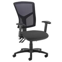 Senza high mesh back operator chair with folding arms - black